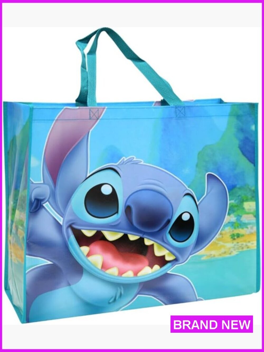Large Reusable Tote Bag with Stitch Character Perfect for Grocery Storage
